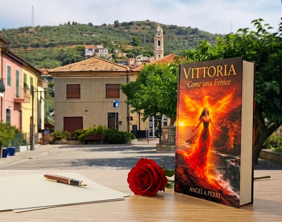 Locandina di Prima presentazione del romanzo "Vittoria, come una Fenice" di Angela Perri
