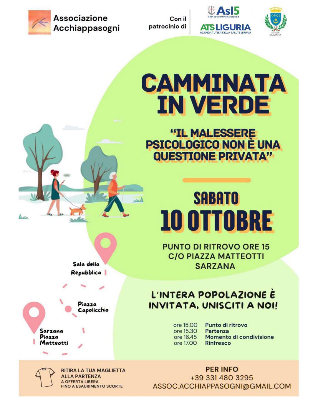Plakat von Camminata in Verde "Il malessere psicologico non è una questione privata"